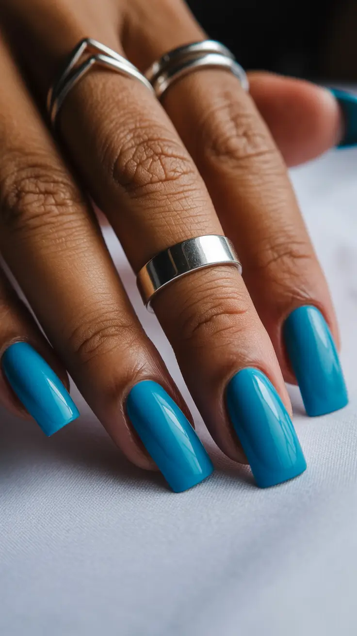 spring nail colors 2026 Ocean-Deep Cerulean Shine