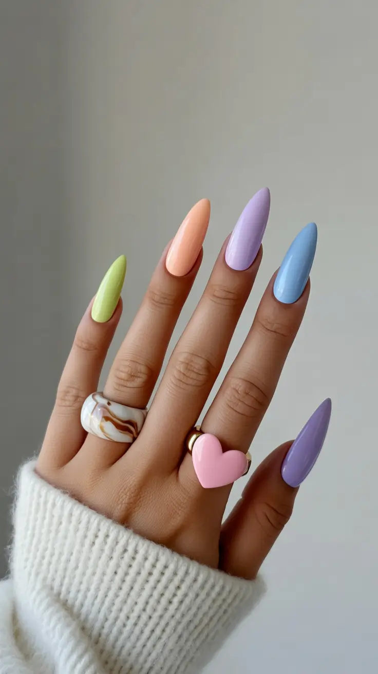 spring nail colors 2026 Playful Pastel Candy Tips