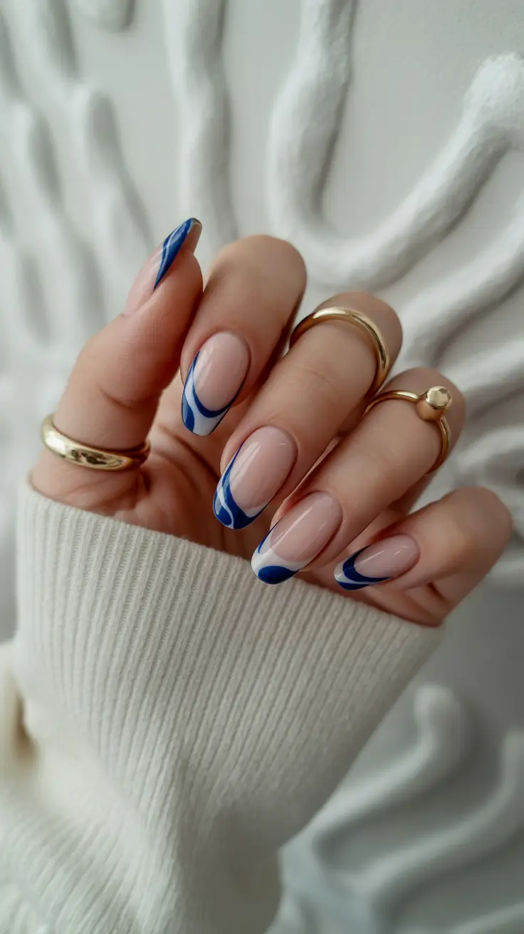 spring nail colors 2026 Blue Wave French Curves