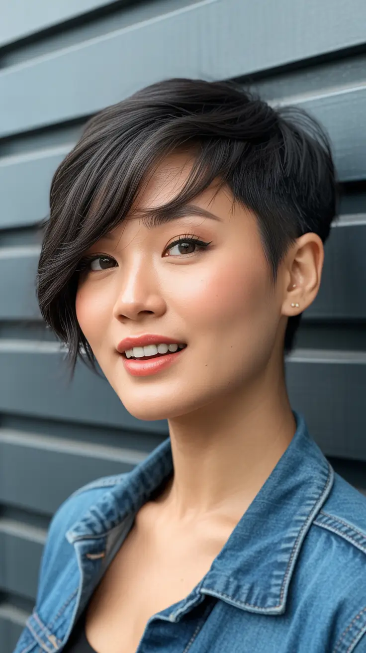 amazing spring short hairstyles 2026 Feathered Side-Swept Pixie with Soft Undercut