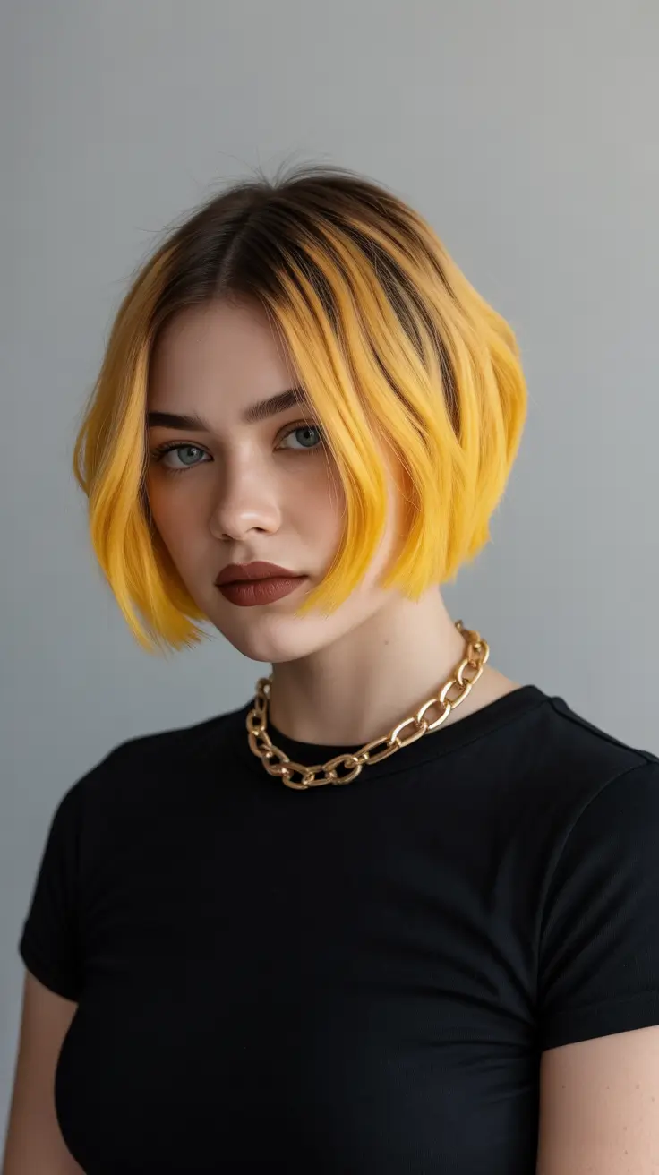 amazing spring short hairstyles 2026 Sunlit Blunt Bob with Shadow Root Contrast