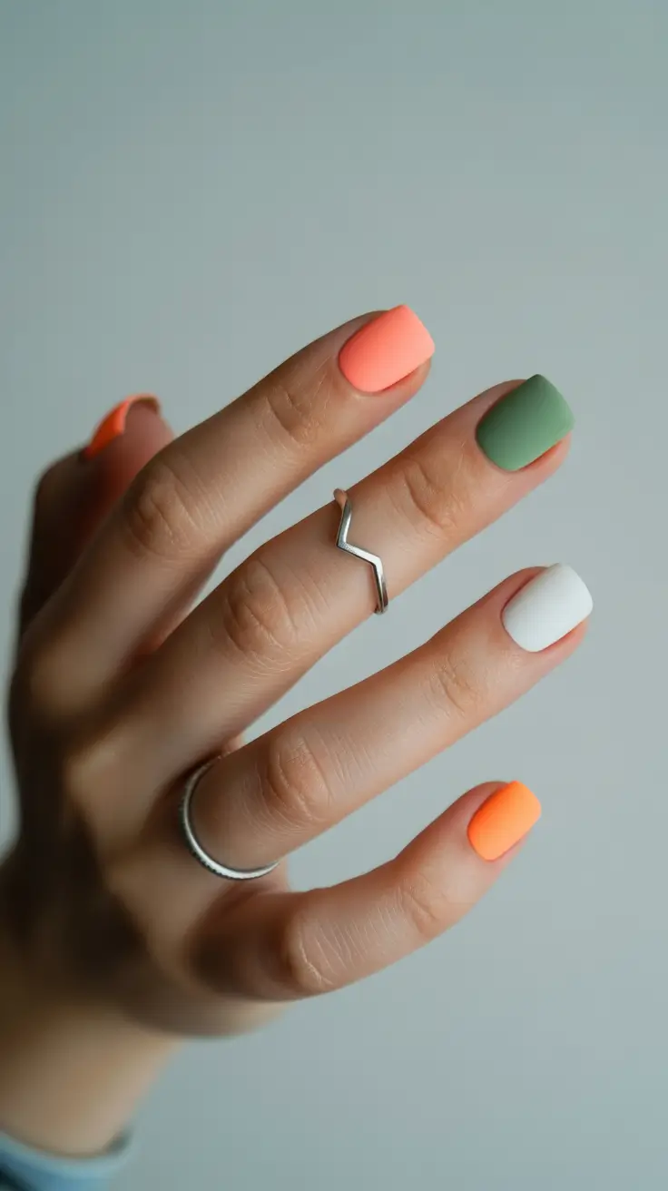 best colorful spring nails 2026 Muted Pastels in a Clean Minimal Mix