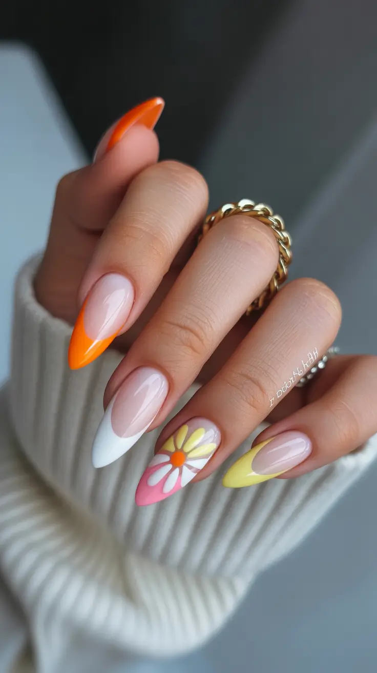 spring nail design 2026 Spring Petal Tips in a Multicolor Palette