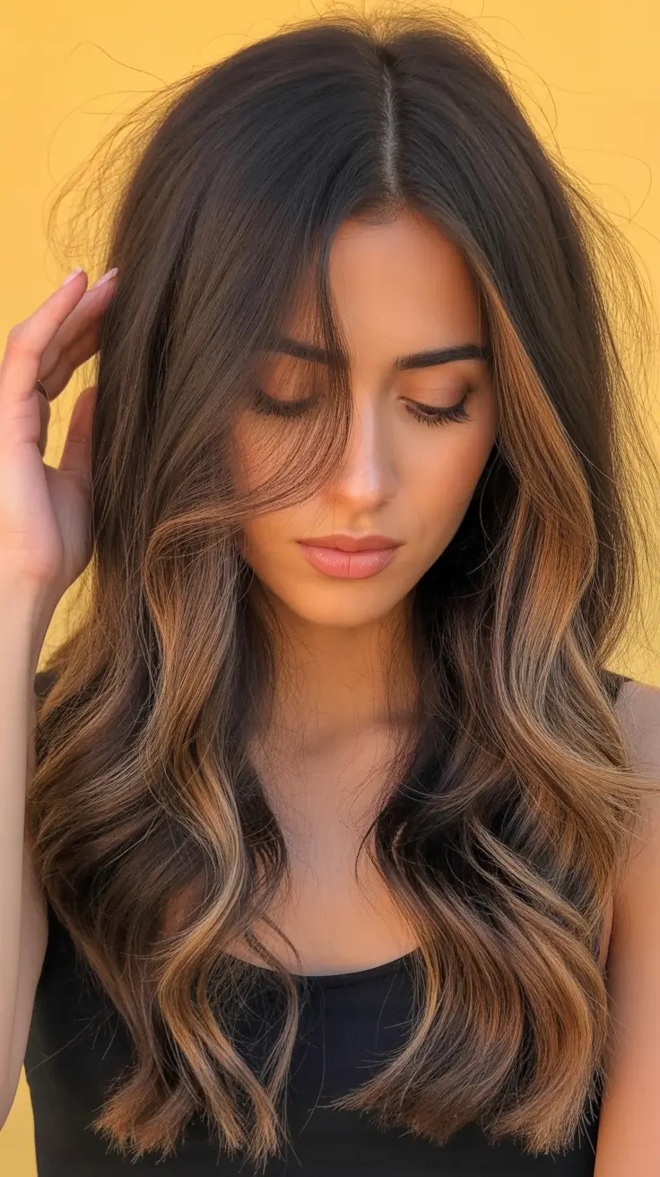 chic spring ombre hair color 2026 Soft Brunette Balayage with Warm Honey Ombre