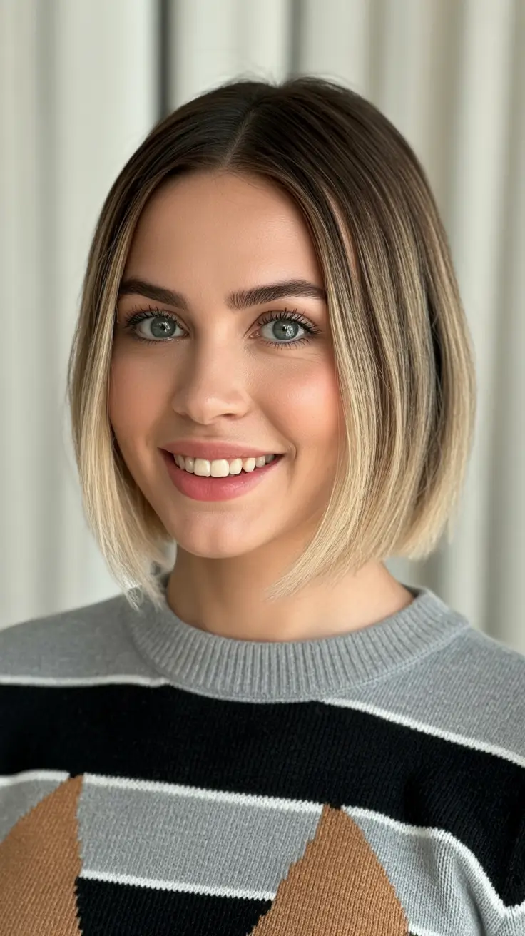 chic spring ombre hair color 2026 Chic Blonde Ombre Bob with Sleek Finish