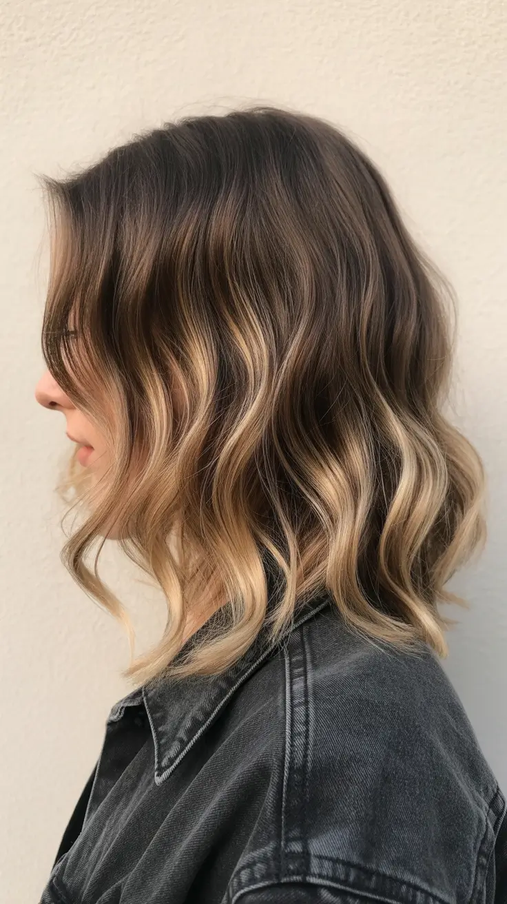 chic spring ombre hair color 2026 Soft Bronde Ombre on Textured Waves