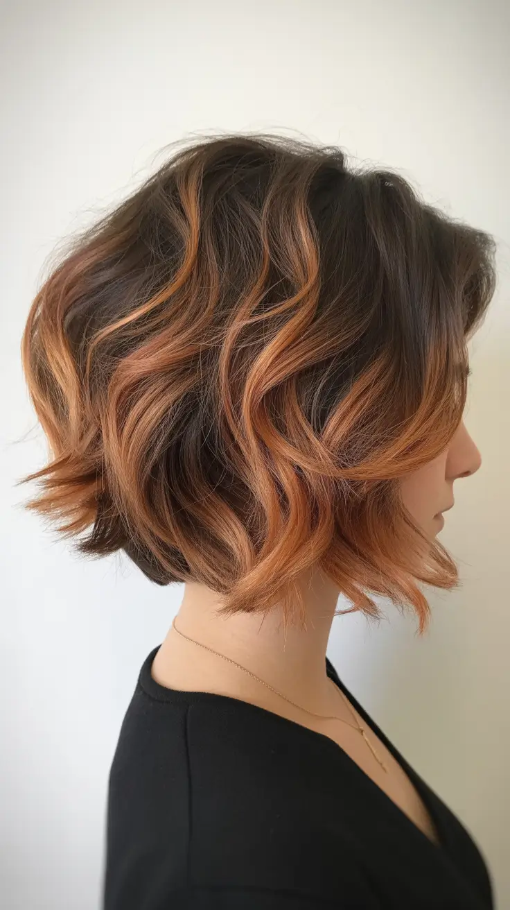 chic spring ombre hair color 2026 Textured Copper Ombre Bob