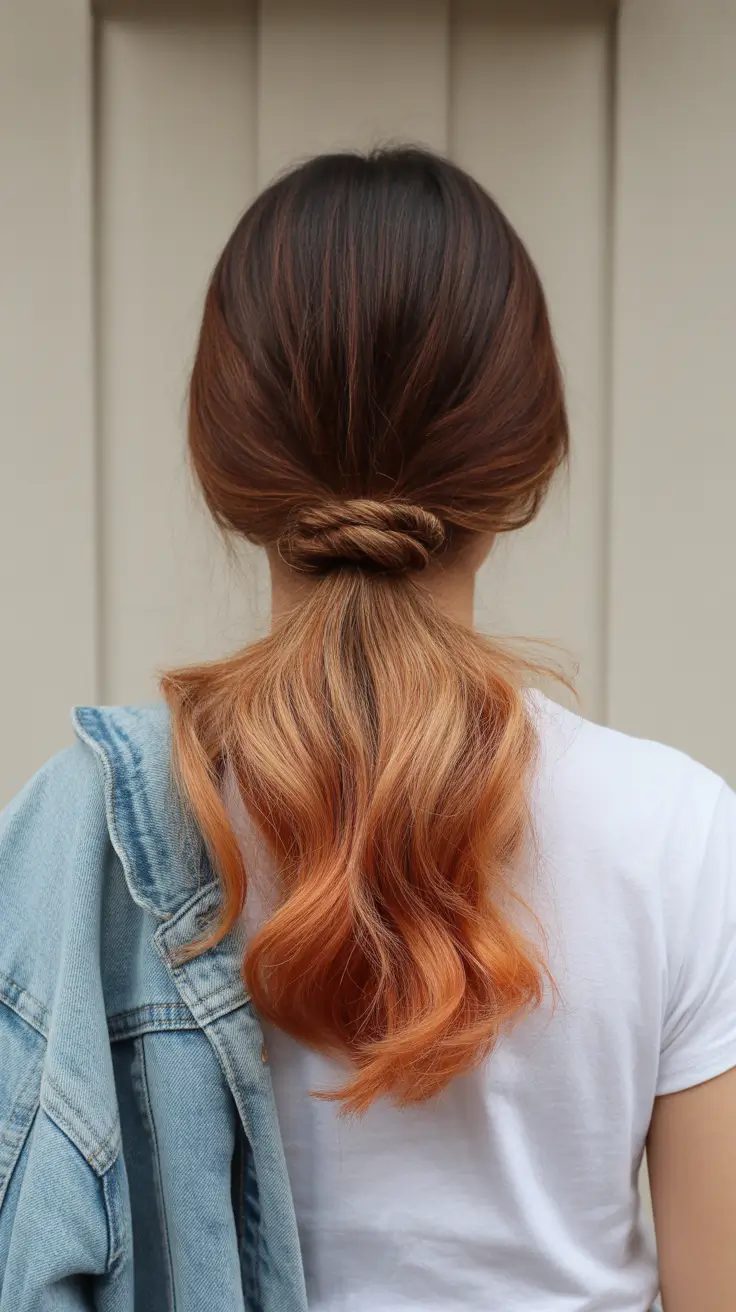 chic spring ombre hair color 2026 Soft Ginger Ponytail Ombre
