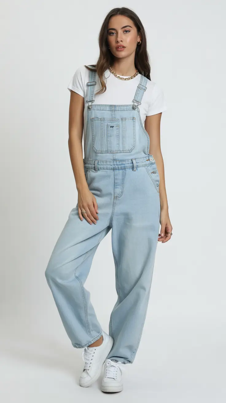 classy spring outfits 2026 Light Denim Overalls with Relaxed Spring Ease