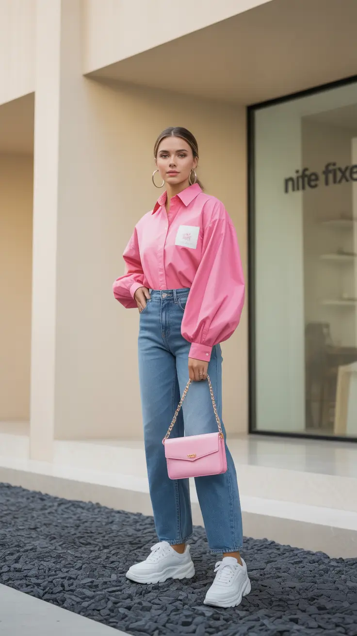 classy spring outfits 2026 Bold Pink Pop for Fresh, Classy Spring Confidence