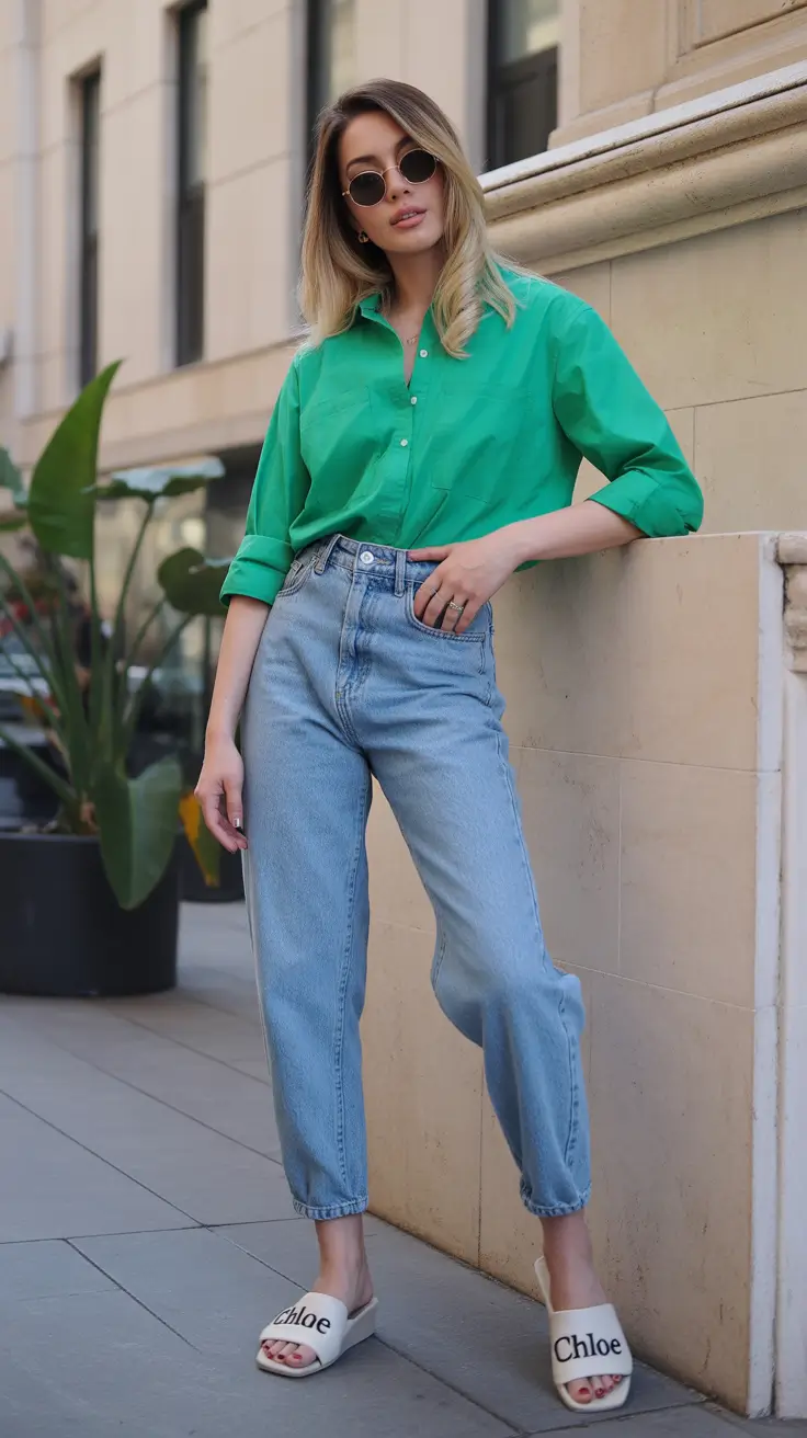 Comfy Every Day Spring Outfits 2026 - Bold Green Statements for Urban Spring Days
