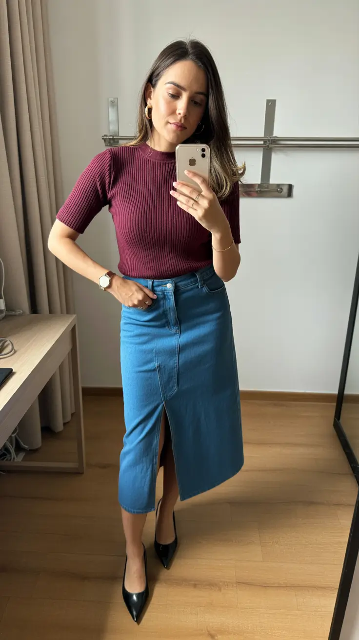 Comfy Every Day Spring Outfits 2026 - Modern Denim Skirt for Casual Spring Days