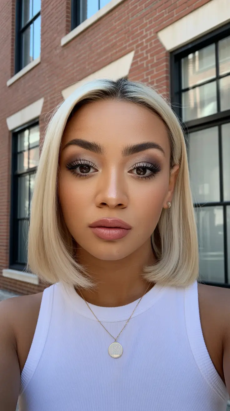 cool spring hair color for dark skin 2026 Cool Platinum Blonde with Urban Bob Silhouette