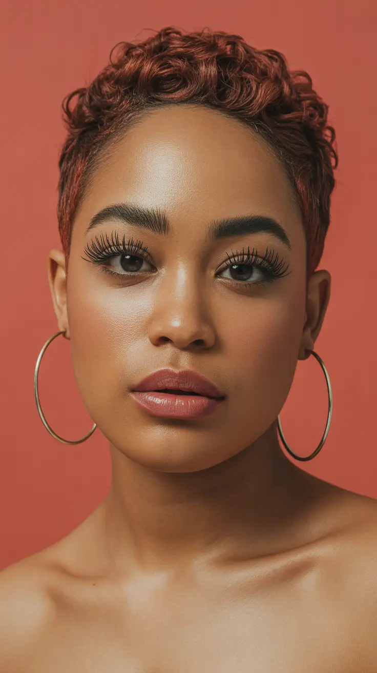 cool spring hair color for dark skin 2026 Cool Copper Pixie with Sculpted Texture