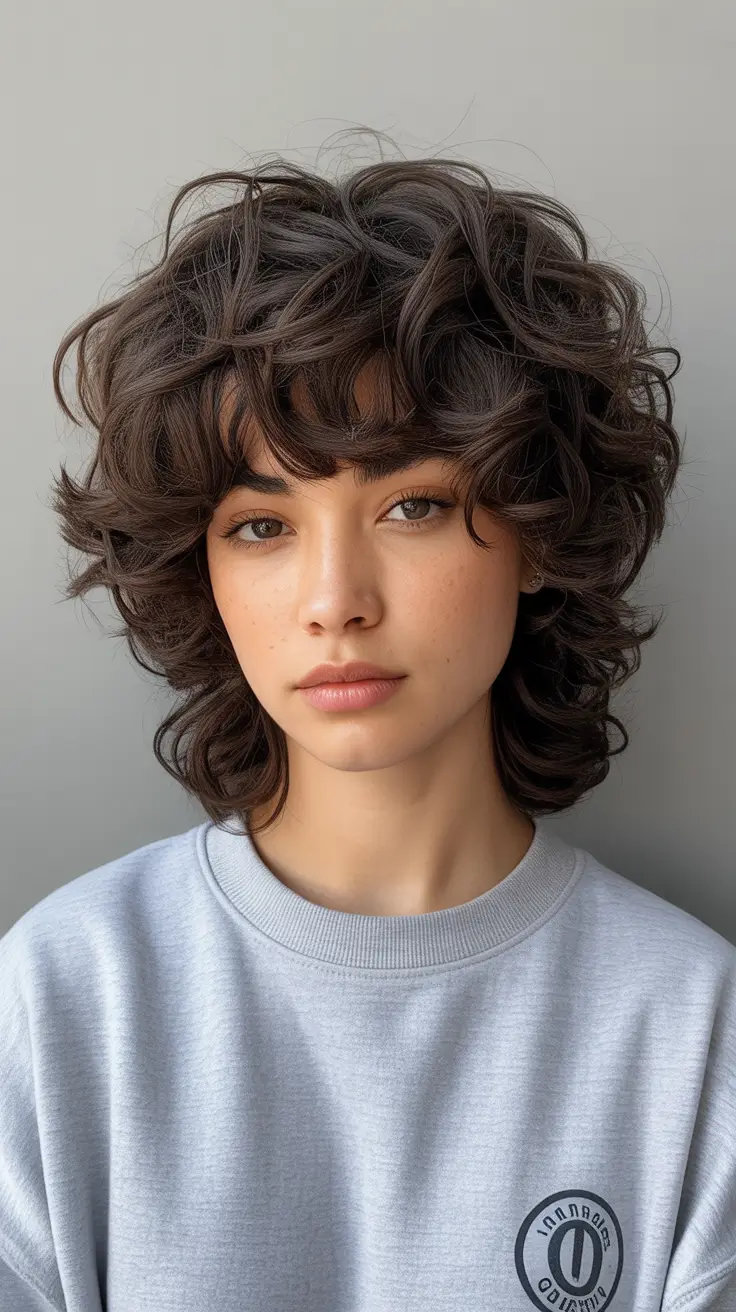 shag hairstyles Curly Textured Shag With Rounded Layers