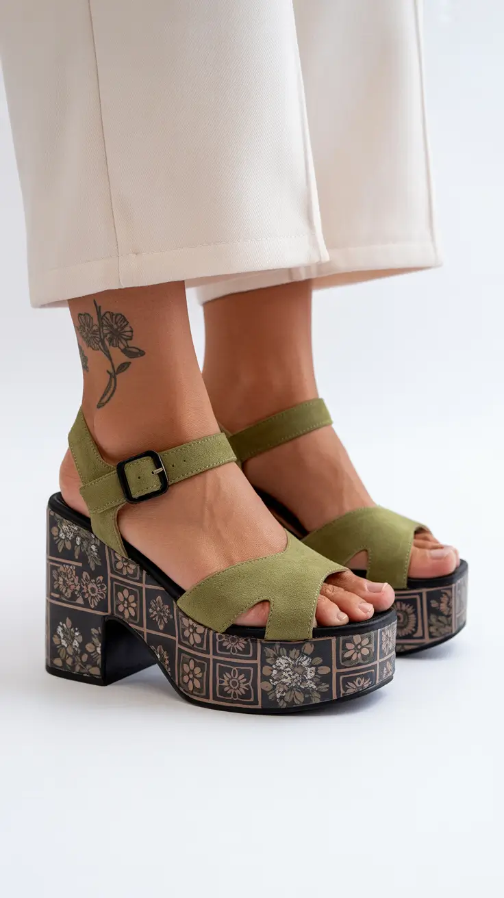 cute spring shoes 2026 - Olive Platforms With Playful Retro Contrast