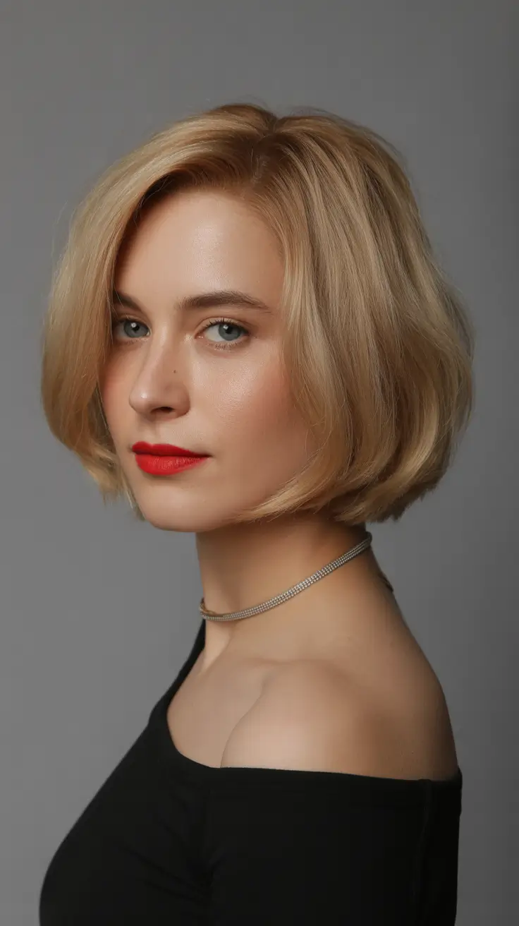 dreamy spring bob haircuts 2026 Golden Contour French Bob - Soft Vintage Spring