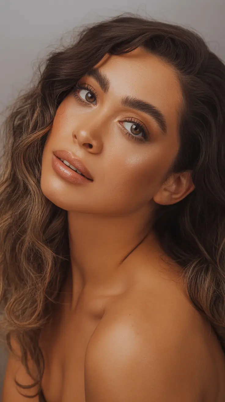 spring hair color warm skin tone Soft Curly Brunette with Golden Definition