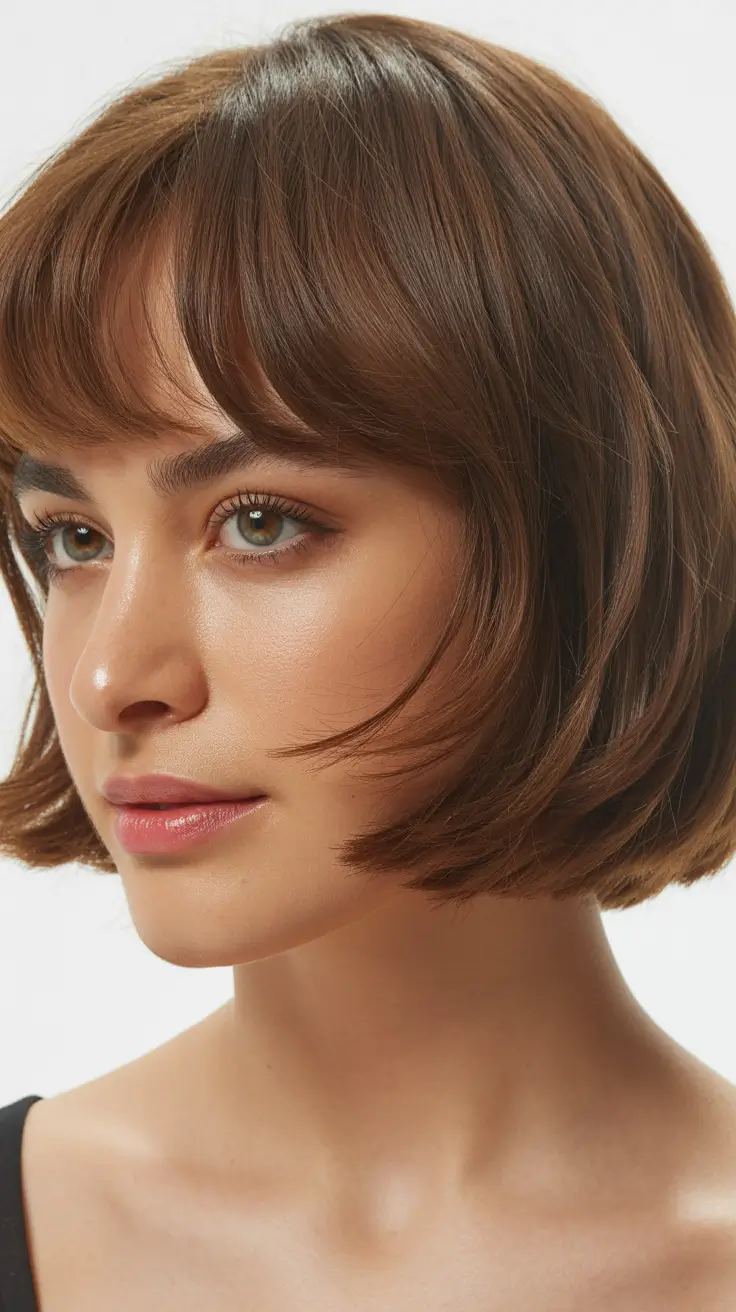 dreamy spring short haircuts 2026 Soft Brunette French Bob With Curved Ends