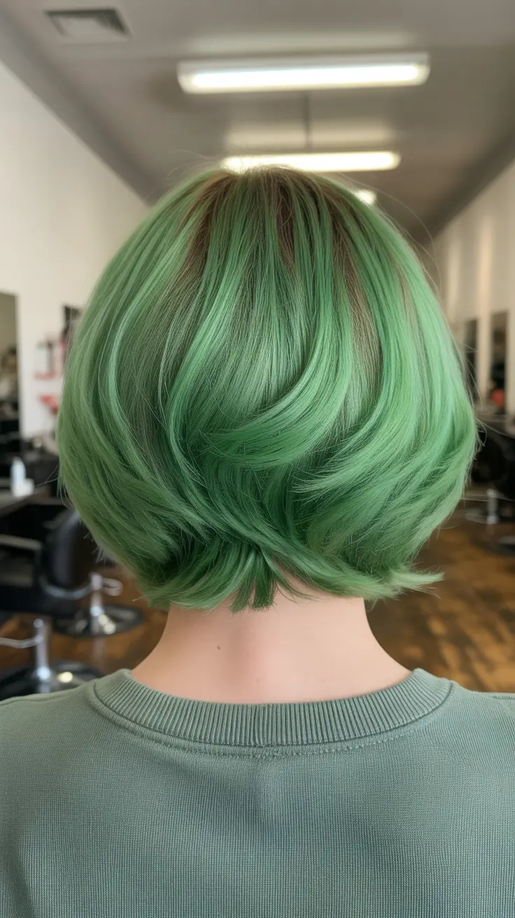 dreamy spring short haircuts 2026 Layered Emerald Bob With Flowing Ends