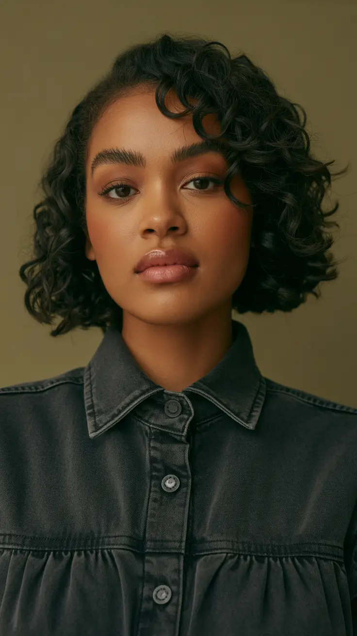 dreamy spring short haircuts 2026 Defined Curly Bob With Side Part Volume