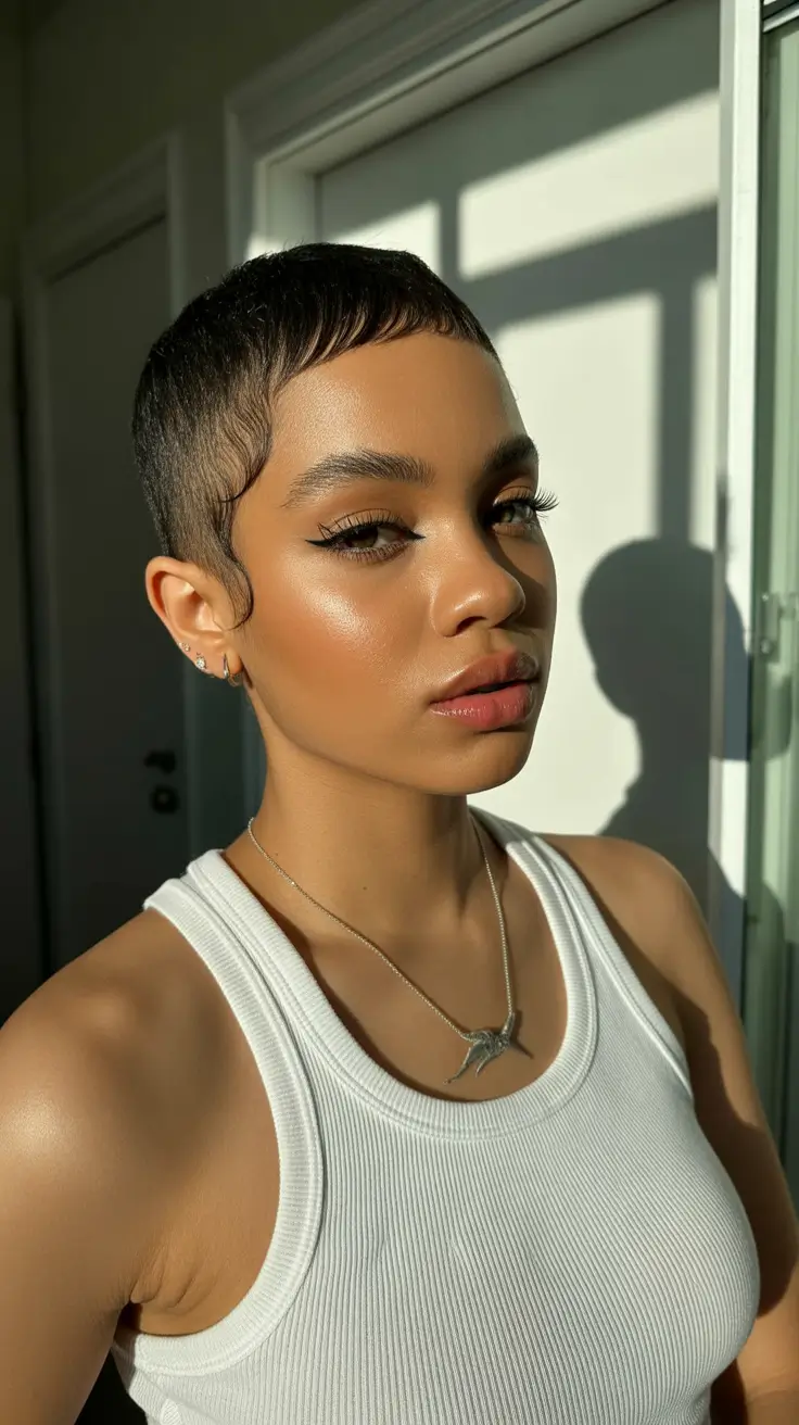 dreamy spring short haircuts 2026 Ultra-Short Sculpted Crop With Gloss Finish