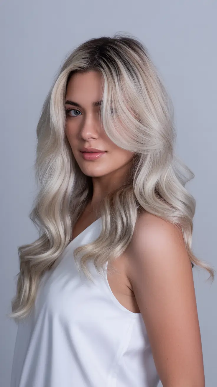 easy spring hair color ideas 2026 to look younger - Platinum Pearl Waves With a Youthful Soft-Focus Glow