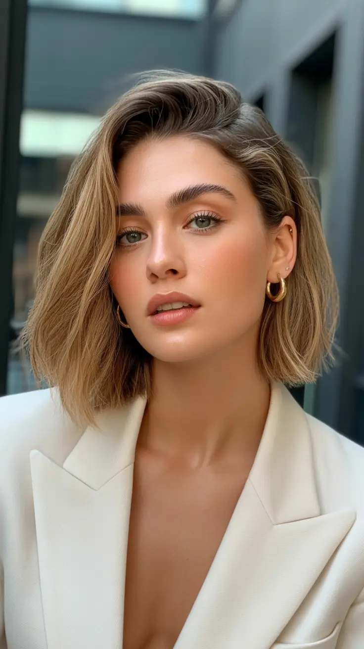 easy spring hair color ideas 2026 to look younger - Polished Blonde Crop With Soft Warmth