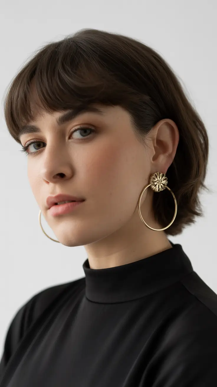 easy spring hair color ideas 2026 to look younger - Chic Soft Brown Crop With Gentle Youthful Framing