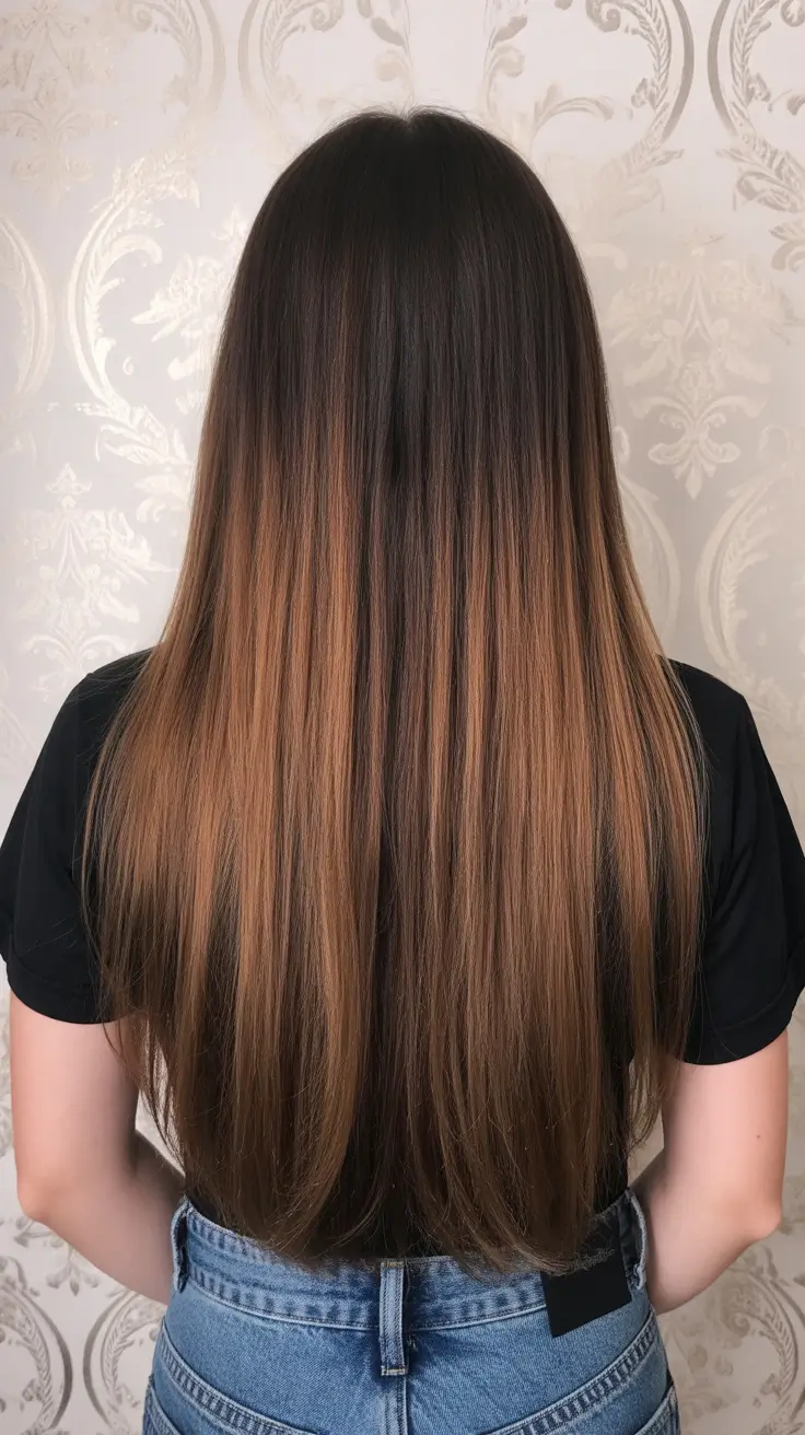 easy spring long haircuts styles 2026 Ultra Long Sleek Brunette with Subtle Gradient