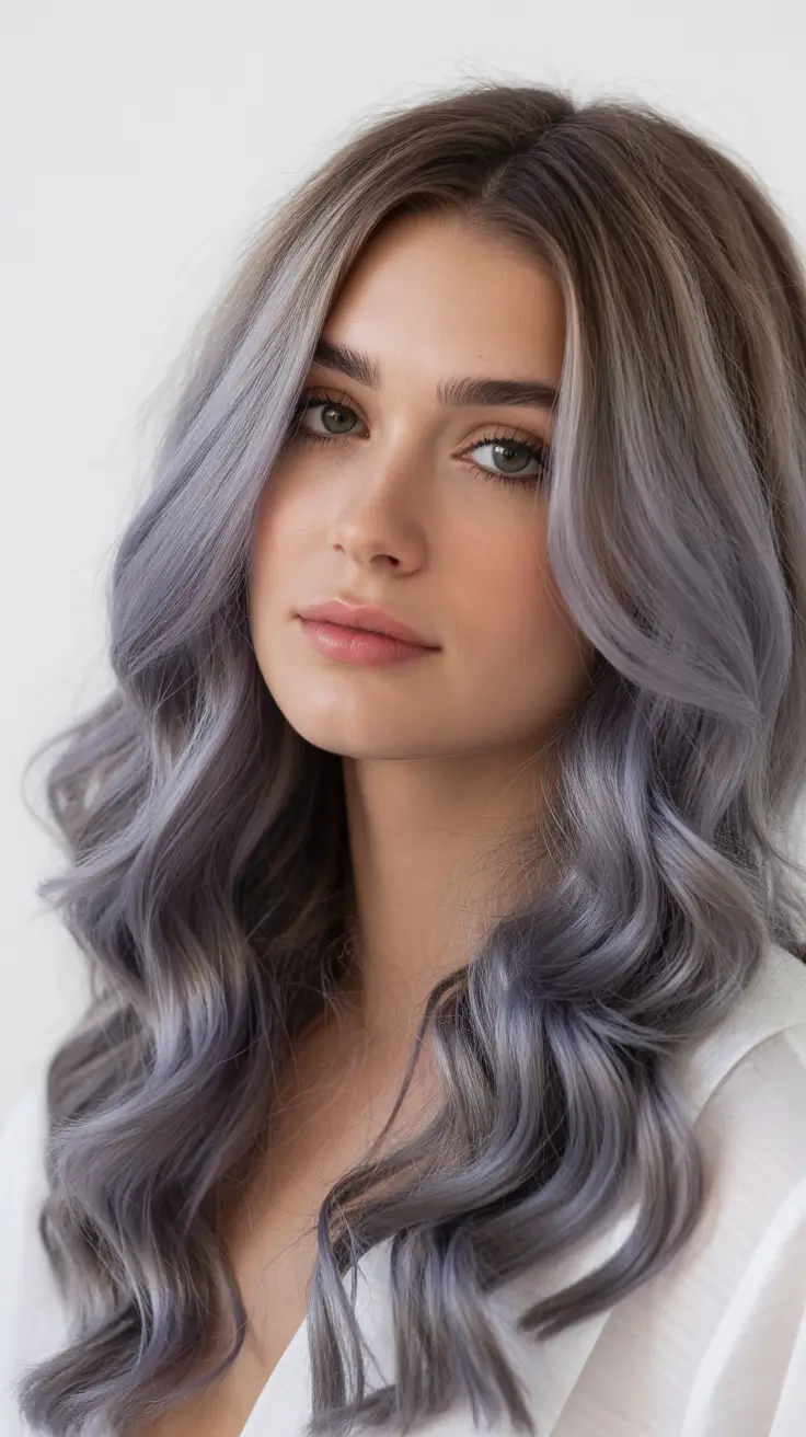 easy spring long haircuts styles 2026 Cool Ash Waves with Long Dimensional Layers
