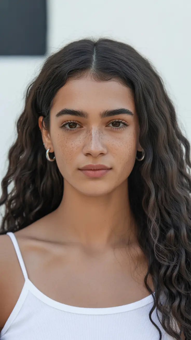 easy spring long haircuts styles 2026 Natural Loose Waves with Center Part