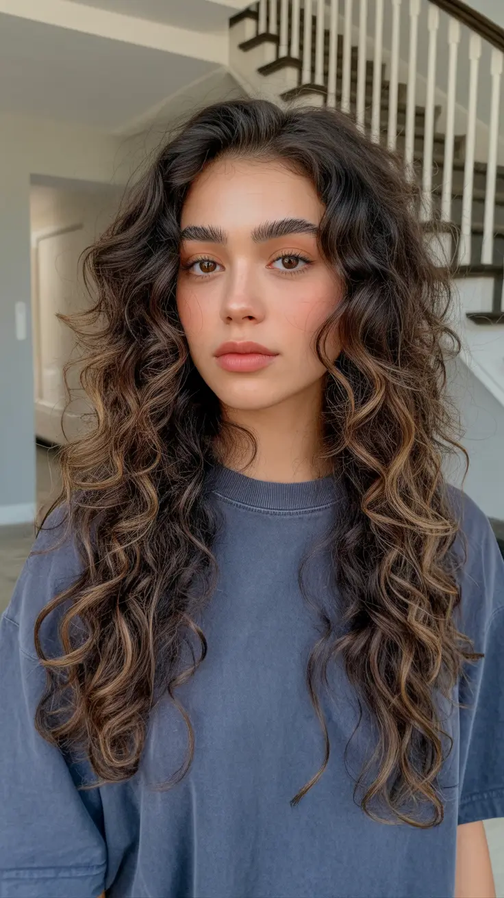 easy spring long haircuts styles 2026 Defined Long Curls with Dimensional Brunette