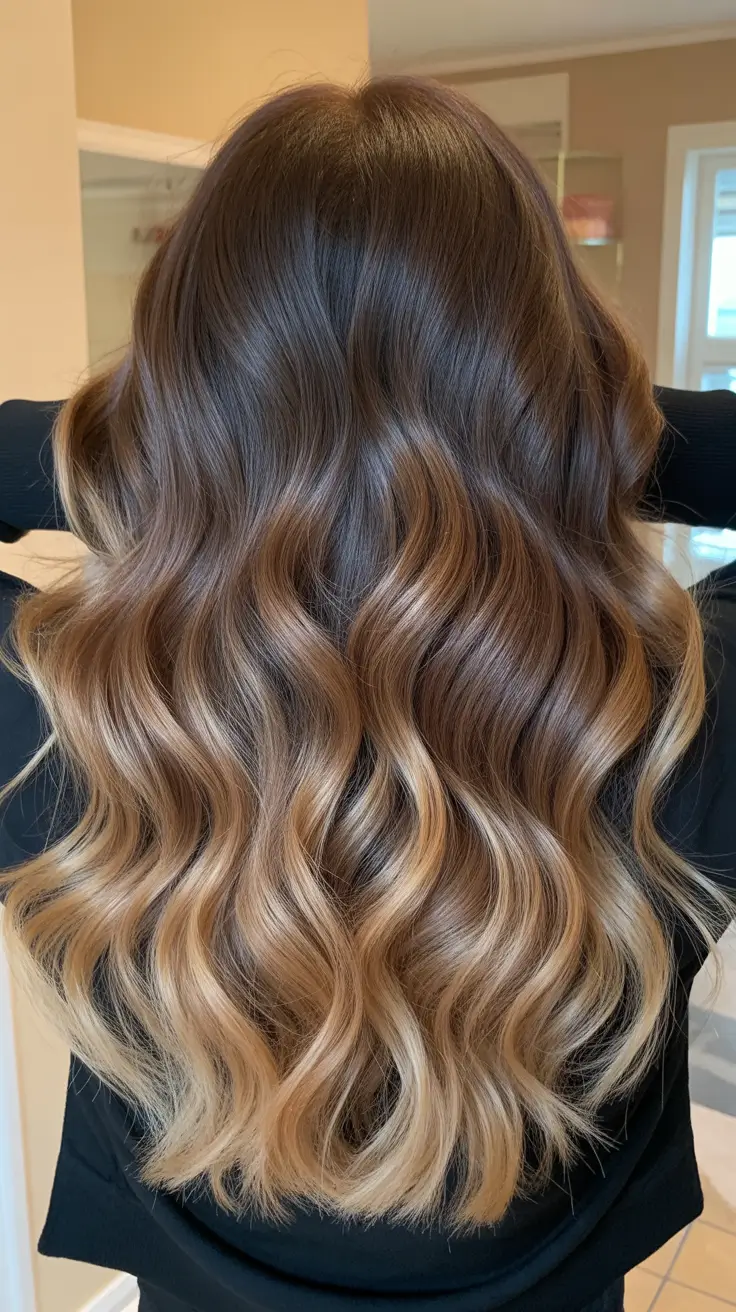 elegant spring balayage hair color 2026 Bright Spring Waves with Dimensional Golden Ends