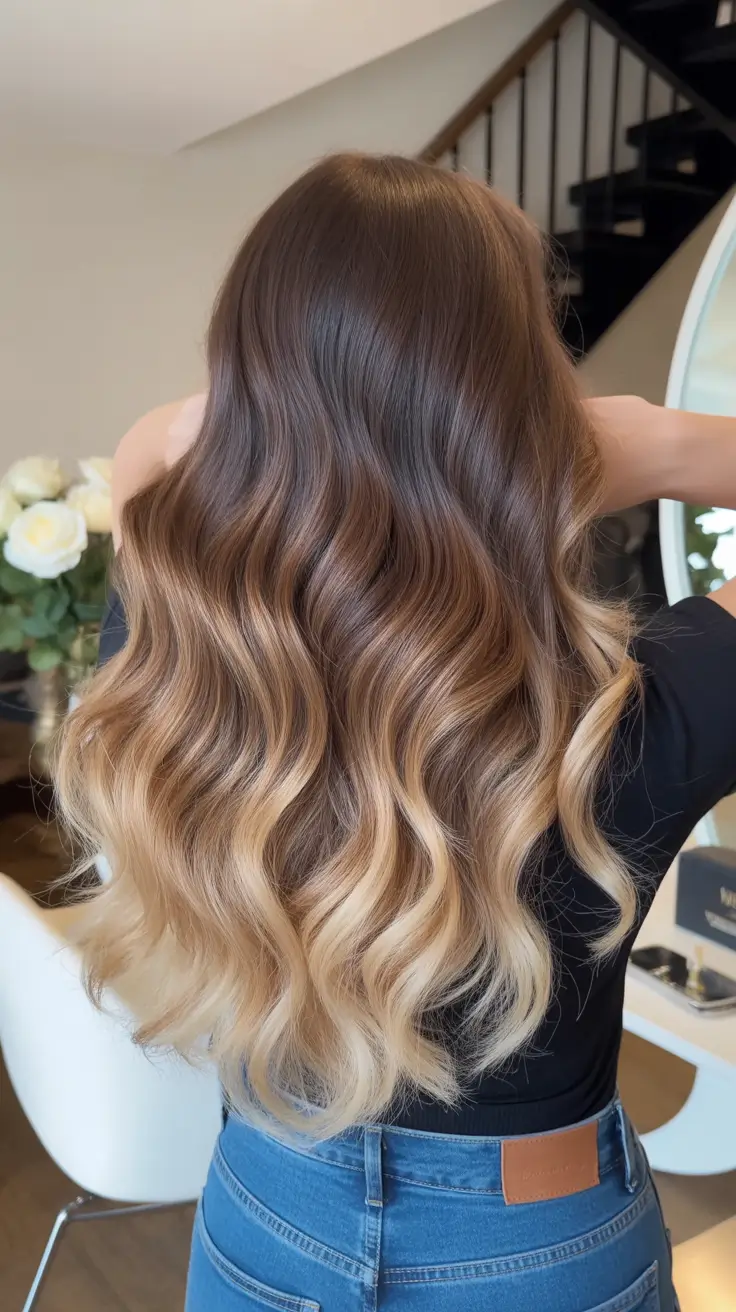 elegant spring balayage hair color 2026 Golden Wave Luxe for Long Spring Lengths