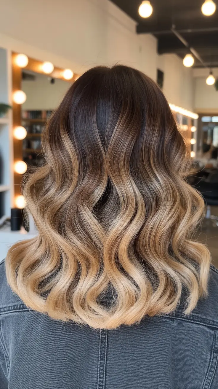 elegant spring balayage hair color 2026 Soft Blonde Gradient for Medium Wavy Lengths