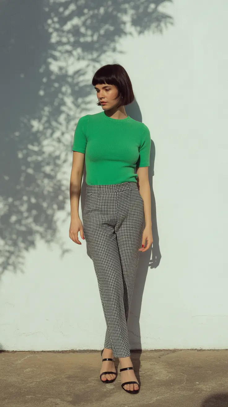 spring fashion outfits 2026 Crisp Green and Gingham for Vintage Spring Ease