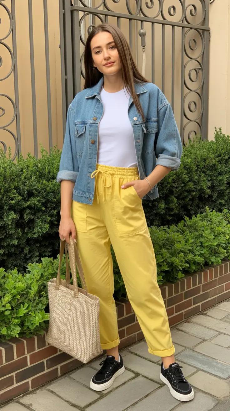spring fashion outfits 2026 Yellow Brights and Denim for Effortless Spring Ease