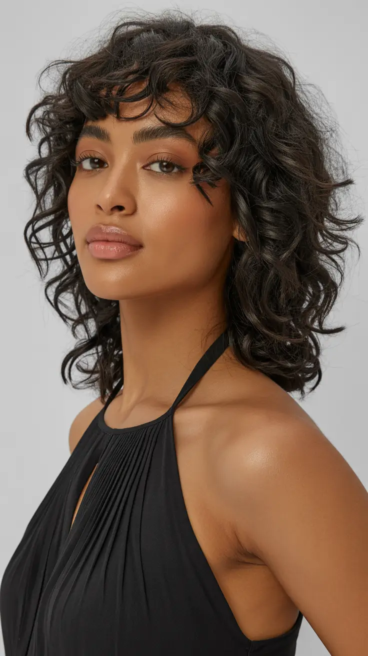 flawless spring hair color for brown skin 2026 Textured Curly Bob With Natural Depth