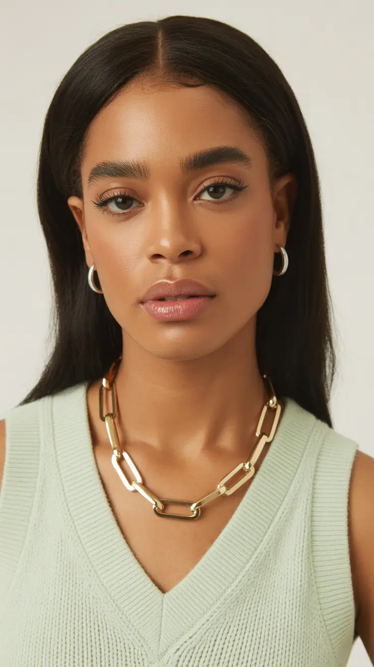 sophisticated spring hairstyle for black women 2026 Minimalist Sleek Straight with Center Part