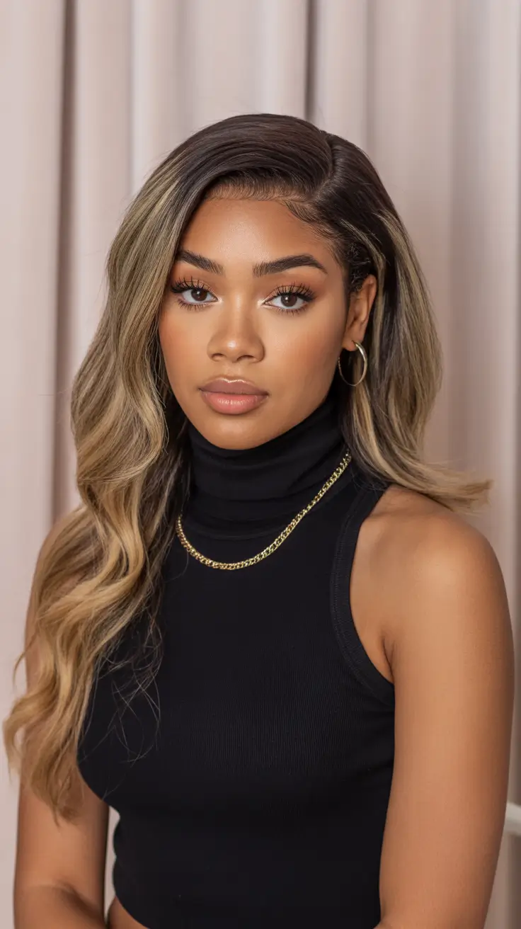 sophisticated spring hairstyle for black women 2026 Smoky Blonde Length with a Soft Side Sweep