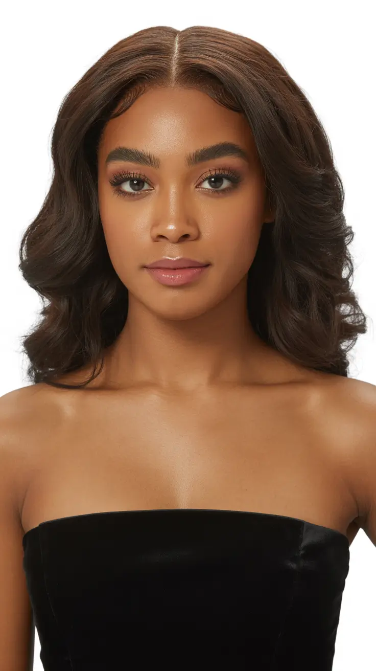sophisticated spring hairstyle for black women 2026 Center-Parted Glam Waves