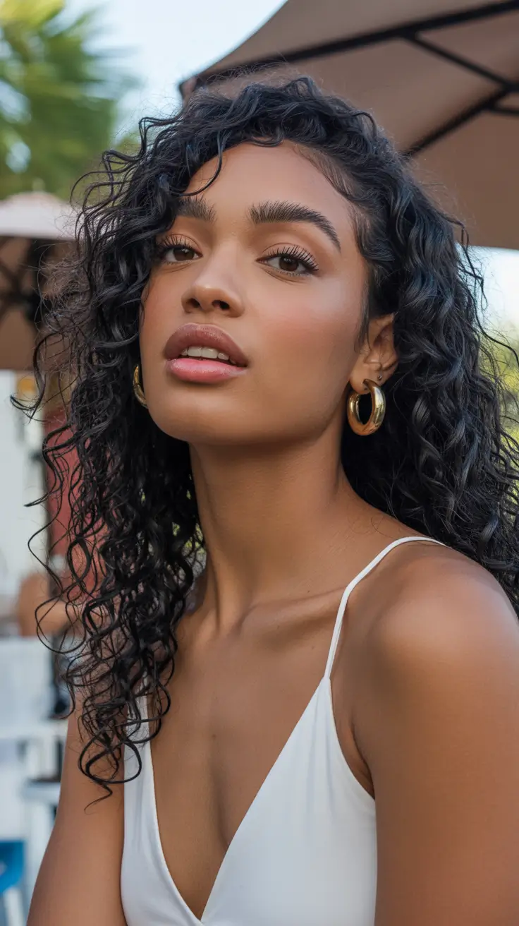 sophisticated spring hairstyle for black women 2026 Loose Natural Curls with Side Volume