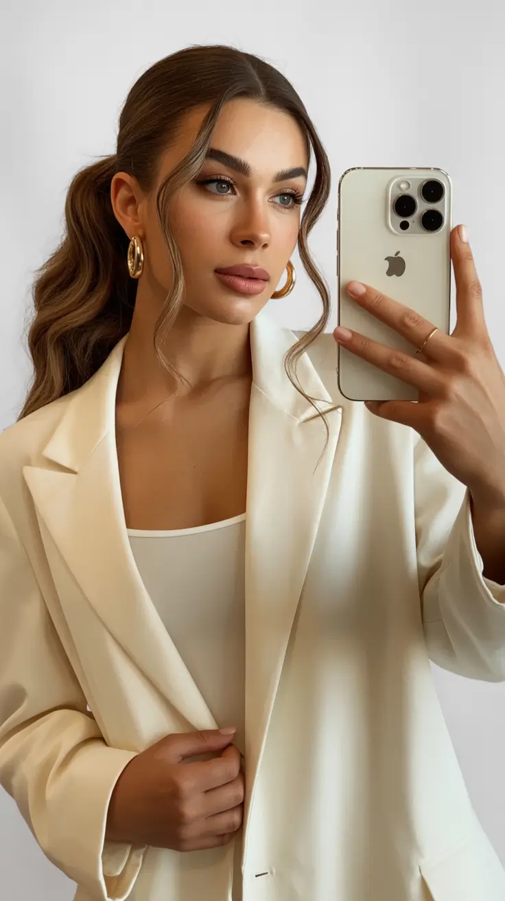 vibrant spring brown hair color 2026 Soft Brunette Pony with Face Framing Lightness