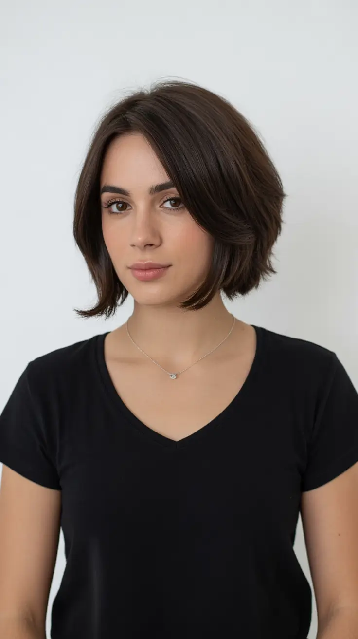 vibrant spring brown hair color 2026 Airy Cocoa Contour Bob with Natural Depth