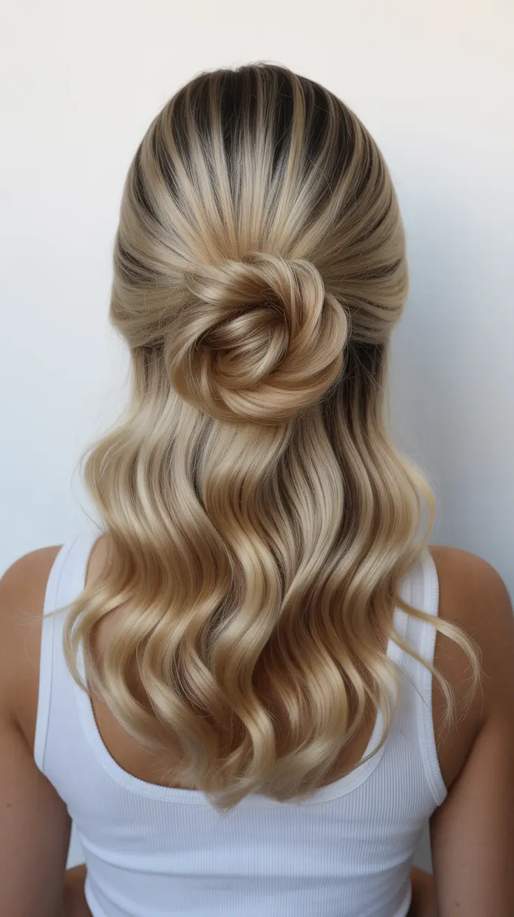 vintage spring wedding hairstyle 2026 Vintage Rosette Half-Up for a Polished 2026 Glow