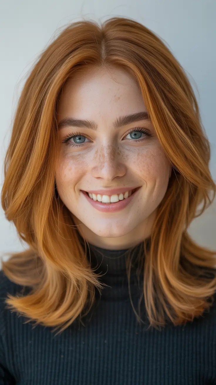 warm spring caramel hair color 2026 Soft Ginger-Caramel Layers with Spring Warmth