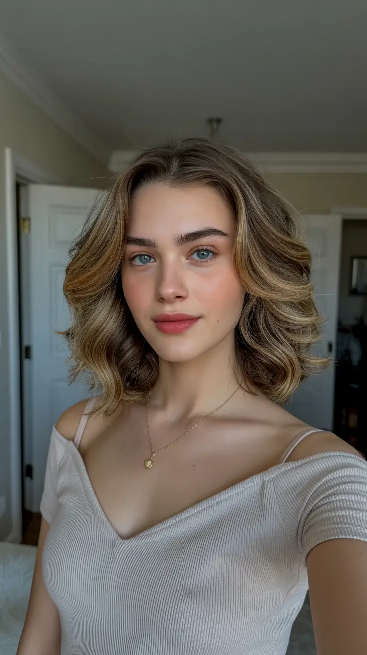 warm spring caramel hair color 2026 Voluminous Caramel Short Shapewaves