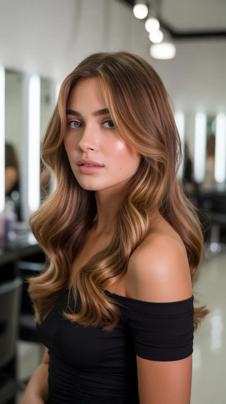 warm spring caramel hair color 2026 Warm Auburn-Caramel Elegance