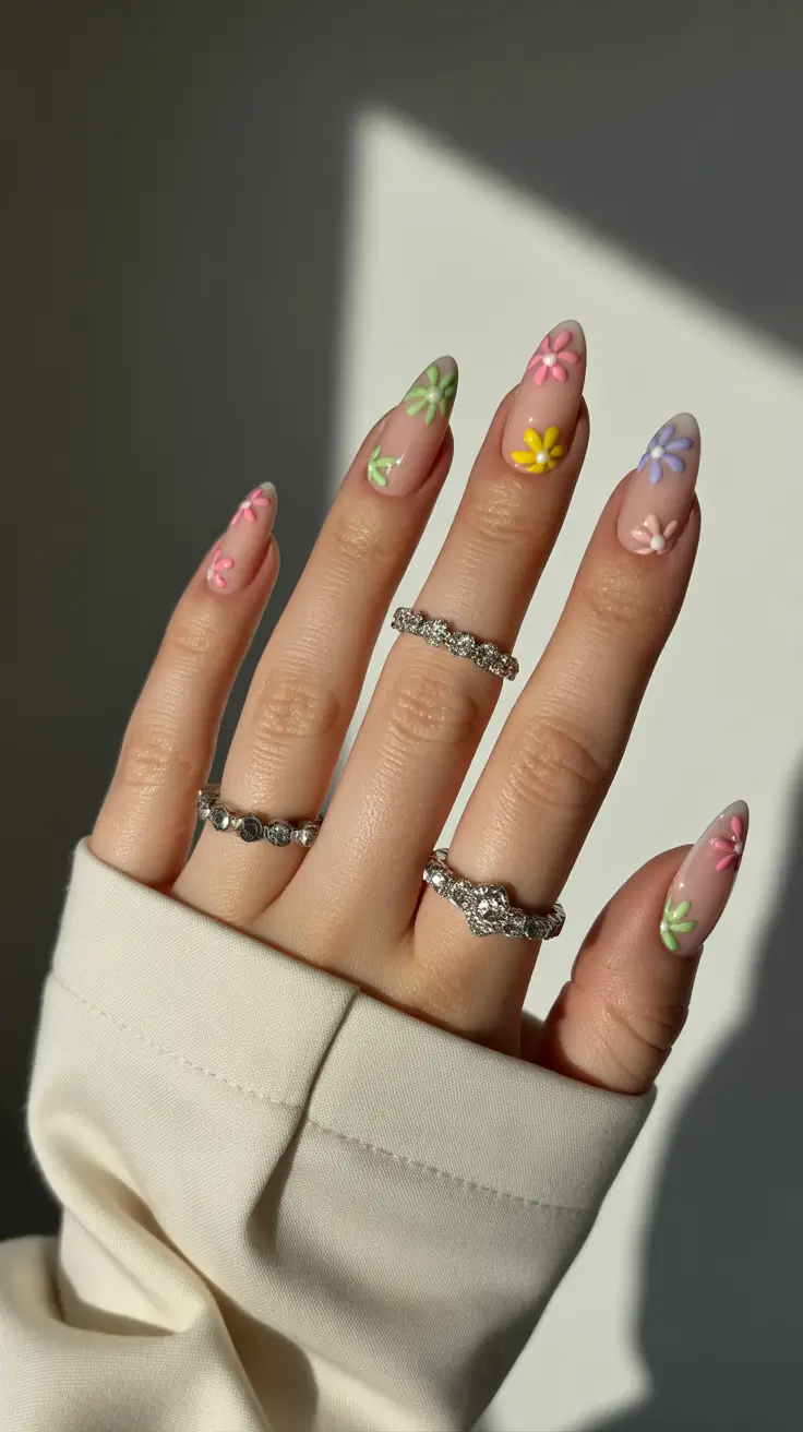 amazing spring almond nails 2026 Pastel Floral Almond Nails With Soft Spring Colors